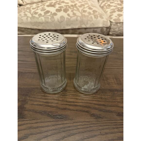 Vintage Restaurant-Style Cheese & Spice Shaker Set with Chrome Lids-2 - Picture 1 of 10